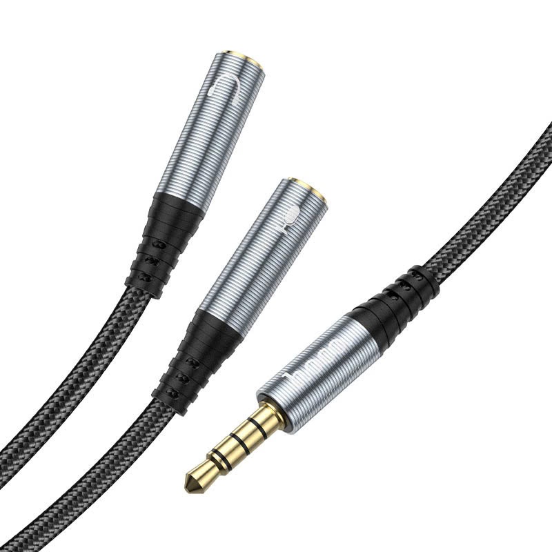 XL - Cáp chuyển đổi tai nghe 3.5mm và mic Hoco UPA21 , cáp chia 1 ra 2 dây bọc dù chắc chắn | BigBuy360 - bigbuy360.vn