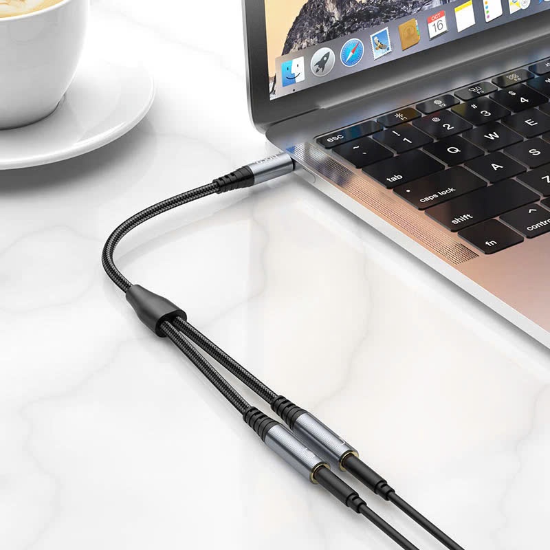 XL - Cáp chuyển đổi tai nghe 3.5mm và mic Hoco UPA21 , cáp chia 1 ra 2 dây bọc dù chắc chắn | BigBuy360 - bigbuy360.vn