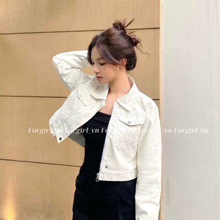 Áo khoác da Forgirl áo da nữ phối khóa kiểu dáng croptop cá tính phong cách Hàn Quốc T012