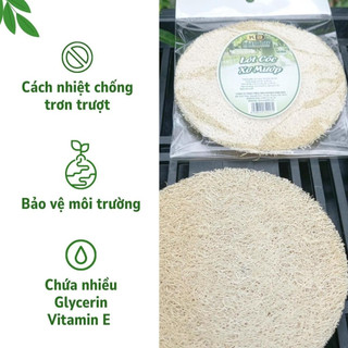 Lót Cốc Xơ Mướp Thiên Nhiên 100% Xơ Mướp Tự Nhiên Không Tẩy Trắng Cách Nhiệt Hoàn Hảo Cho Mặt Bàn Kính( Không viền)