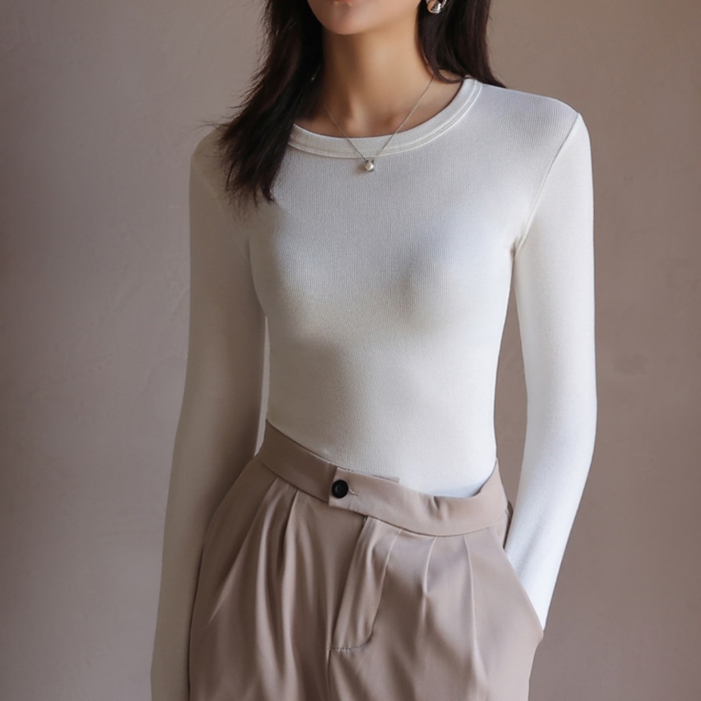 Áo Thun Tay Dài Cổ Vuông, Áo Kiểu Nữ Chất Liệu Cotton Co Giãn Mặc Đẹp LA020 LA033