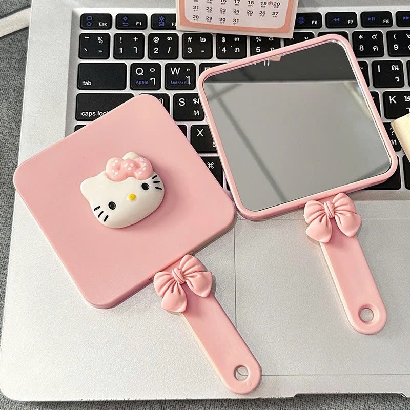 Bộ Gương Kèm Lược Hello Kitty Xinh Xắn Tiểu Thư Nhỏ Gọn Bỏ BALO Đi Học, Hộp Gương Lược Tiện Dụng#