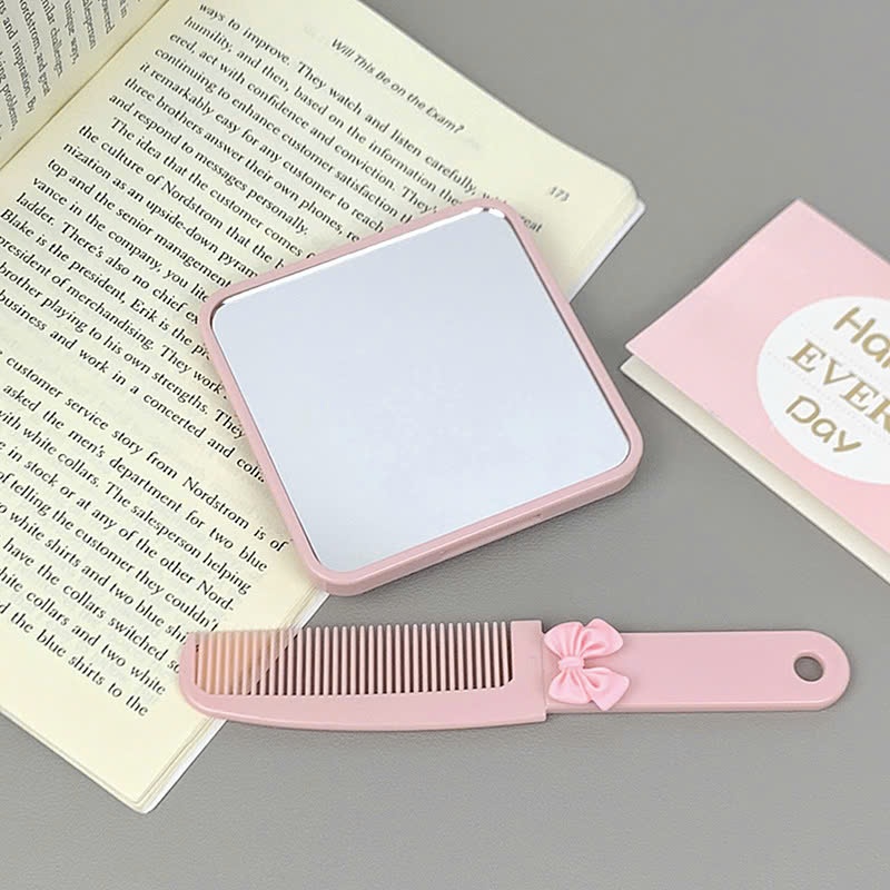 Bộ Gương Kèm Lược Hello Kitty Xinh Xắn Tiểu Thư Nhỏ Gọn Bỏ BALO Đi Học, Hộp Gương Lược Tiện Dụng#