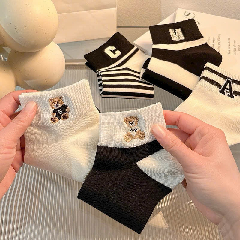 TÚI 10 ĐÔI TẤT GẨU KẺ ĐEN TRẮNG TT30