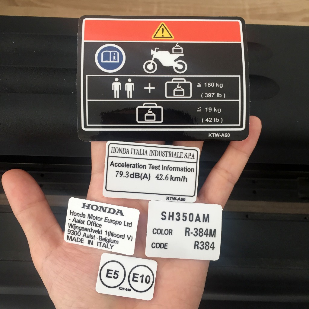Bộ tem thông số SH 350. Decal dán xe chống nước, không bay màu, dày dặn, sắc nét
