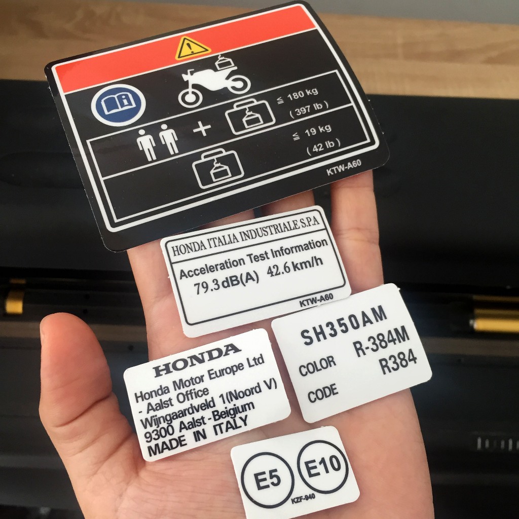 Bộ tem thông số SH 350. Decal dán xe chống nước, không bay màu, dày dặn, sắc nét