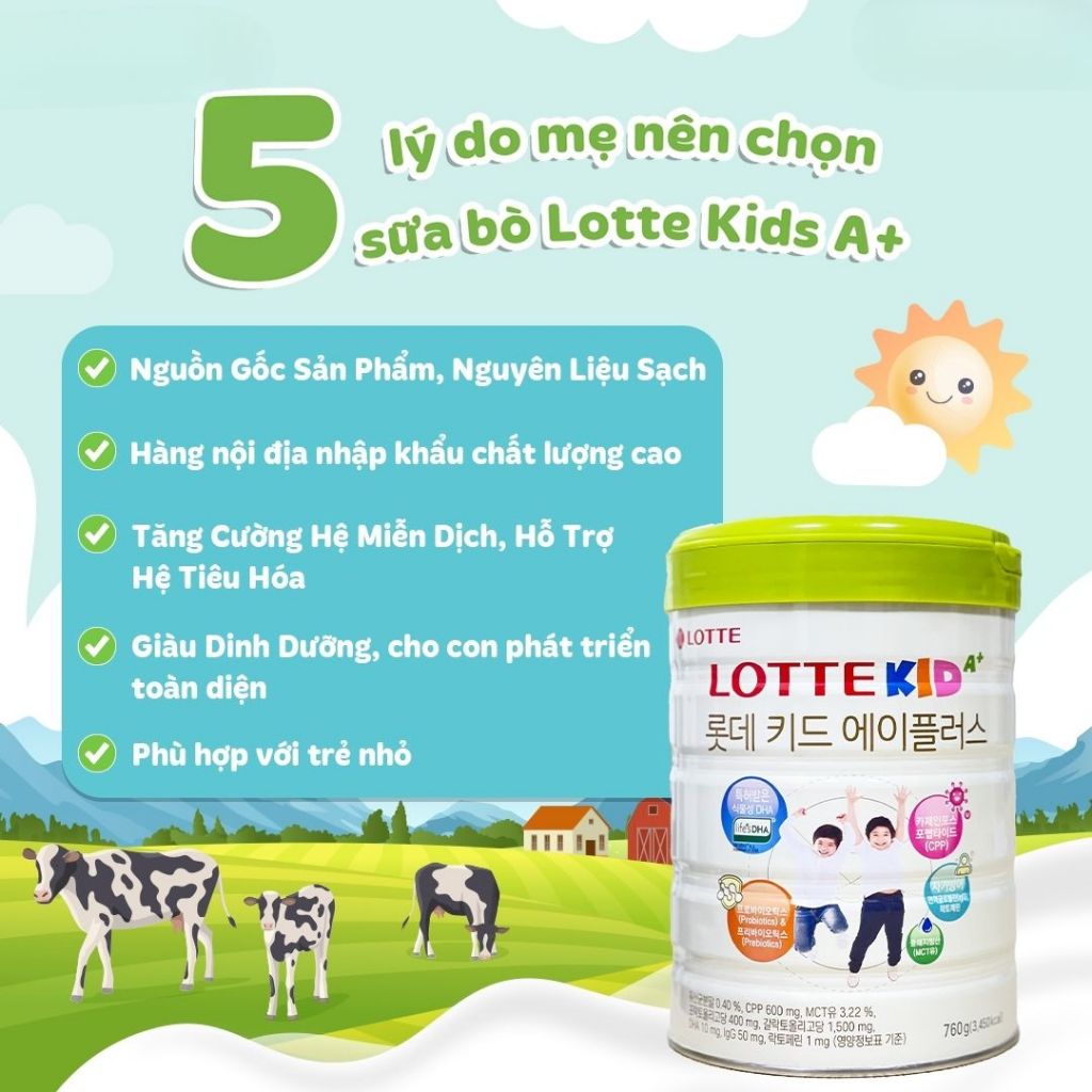 Ảnh Sữa Bò Lotte Kid A+ Phát Triển Chiều Cao Cho Bé - Sữa Bò Bổ Sung Canxi Tăng Cao - Giúp Ổn Định Hệ Tiêu Hóa Của Bé 054 3