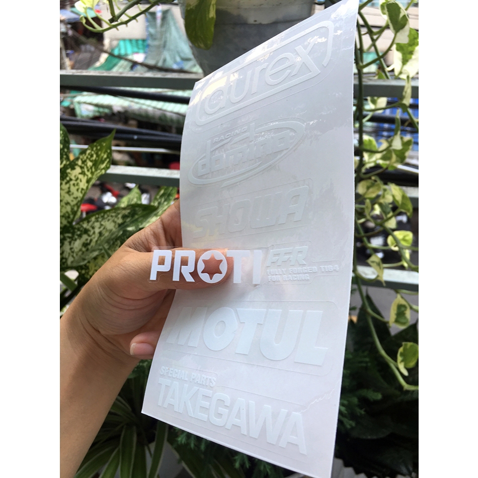 Tờ DUREXDOMINO chữ trắng in UV nền trong suốt. Decal chống nước. Logo Sticker cao cấp