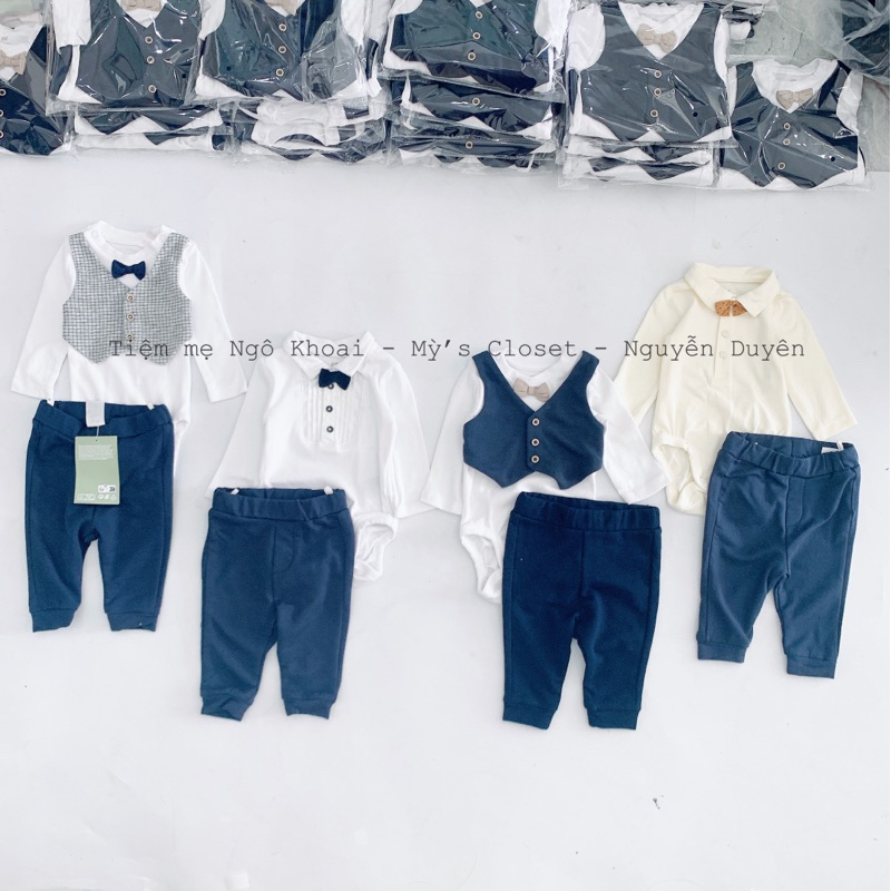 [MD121]H.M Set bodysuit dài tay kèm quần công tử cho bé yêu hàng xuất xịn