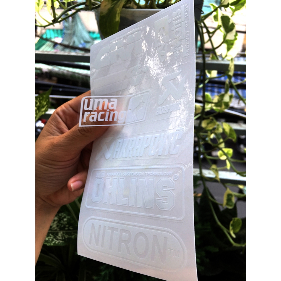 Tờ GIVI-KN chữ trắng in UV nền trong suốt. Decal chống nước, không bay màu. Logo Sticker cao cấp