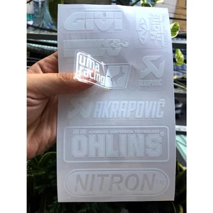 Tờ GIVI-KN chữ trắng in UV nền trong suốt. Decal chống nước, không bay màu. Logo Sticker cao cấp