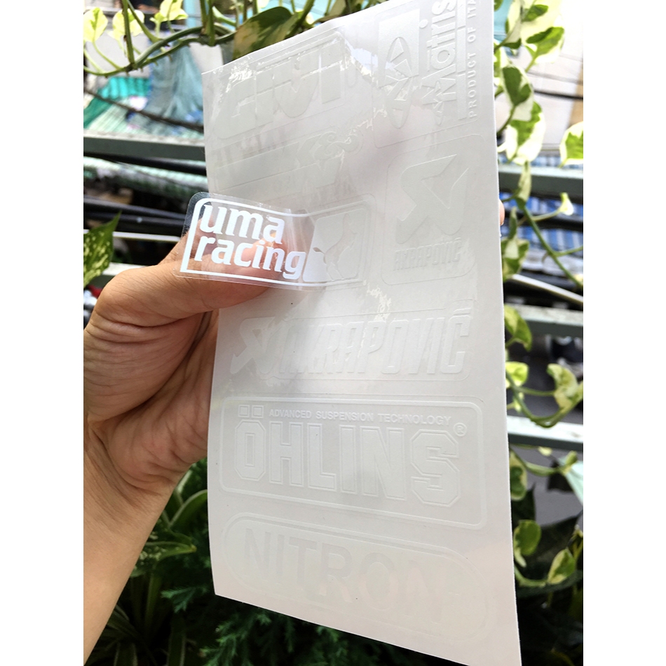 Tờ GIVI-KN chữ trắng in UV nền trong suốt. Decal chống nước, không bay màu. Logo Sticker cao cấp