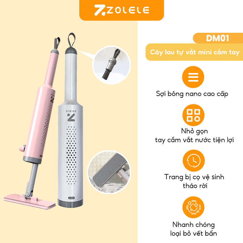 Ảnh Cây lau tự vắt mini ZOLELE cầm tay cọ nhỏ tháo rời tiện lợi vệ sinh nhanh chóng DM01 - Chính hãng 2