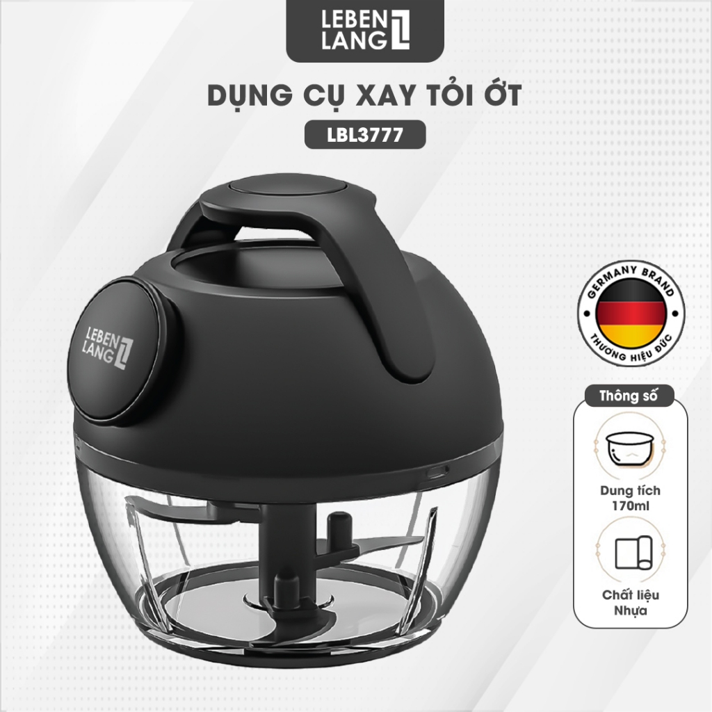 Ảnh Dụng cụ xay tỏi ớt, thực phẩm Lebenlang LBL3777, 170ml, lưỡi dao 3 cánh sắc, dây kéo rút- chính hãng 2