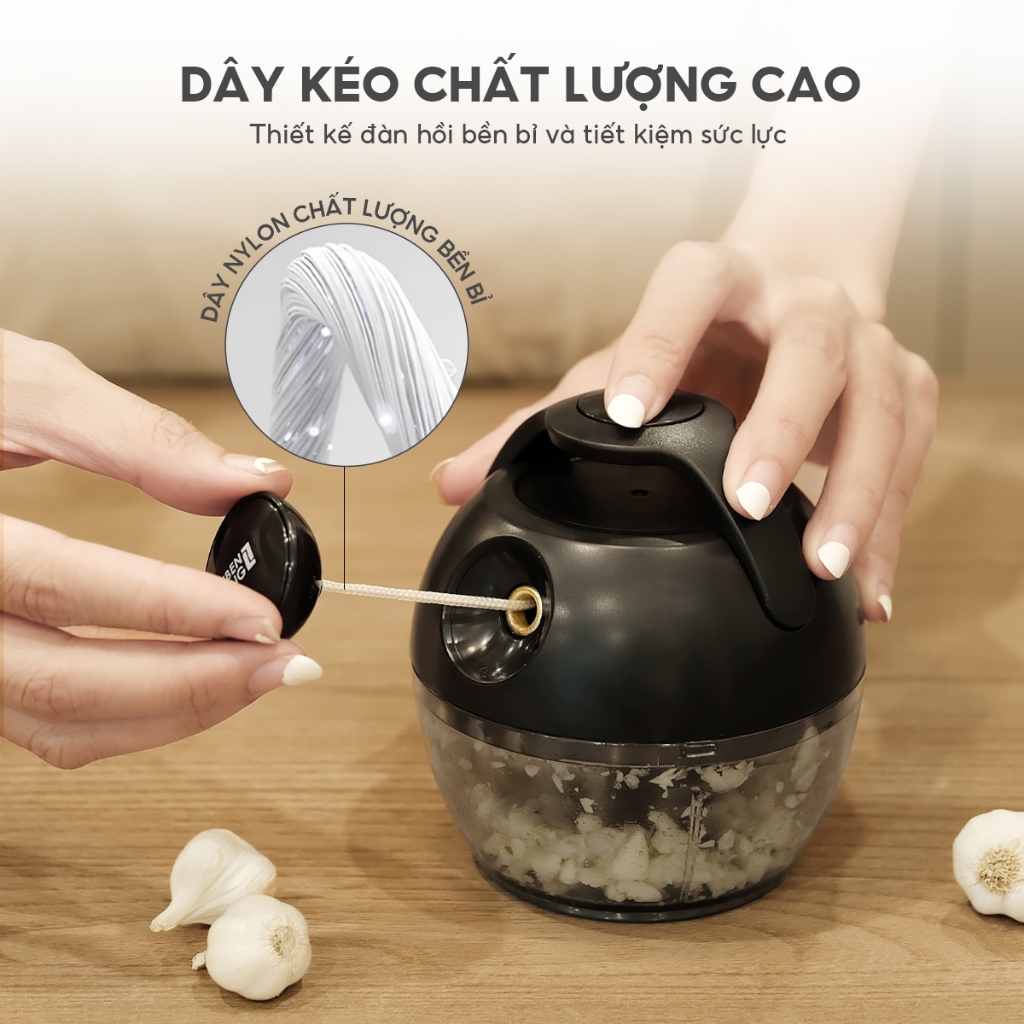 Ảnh Dụng cụ xay tỏi ớt, thực phẩm Lebenlang LBL3777, 170ml, lưỡi dao 3 cánh sắc, dây kéo rút- chính hãng 4