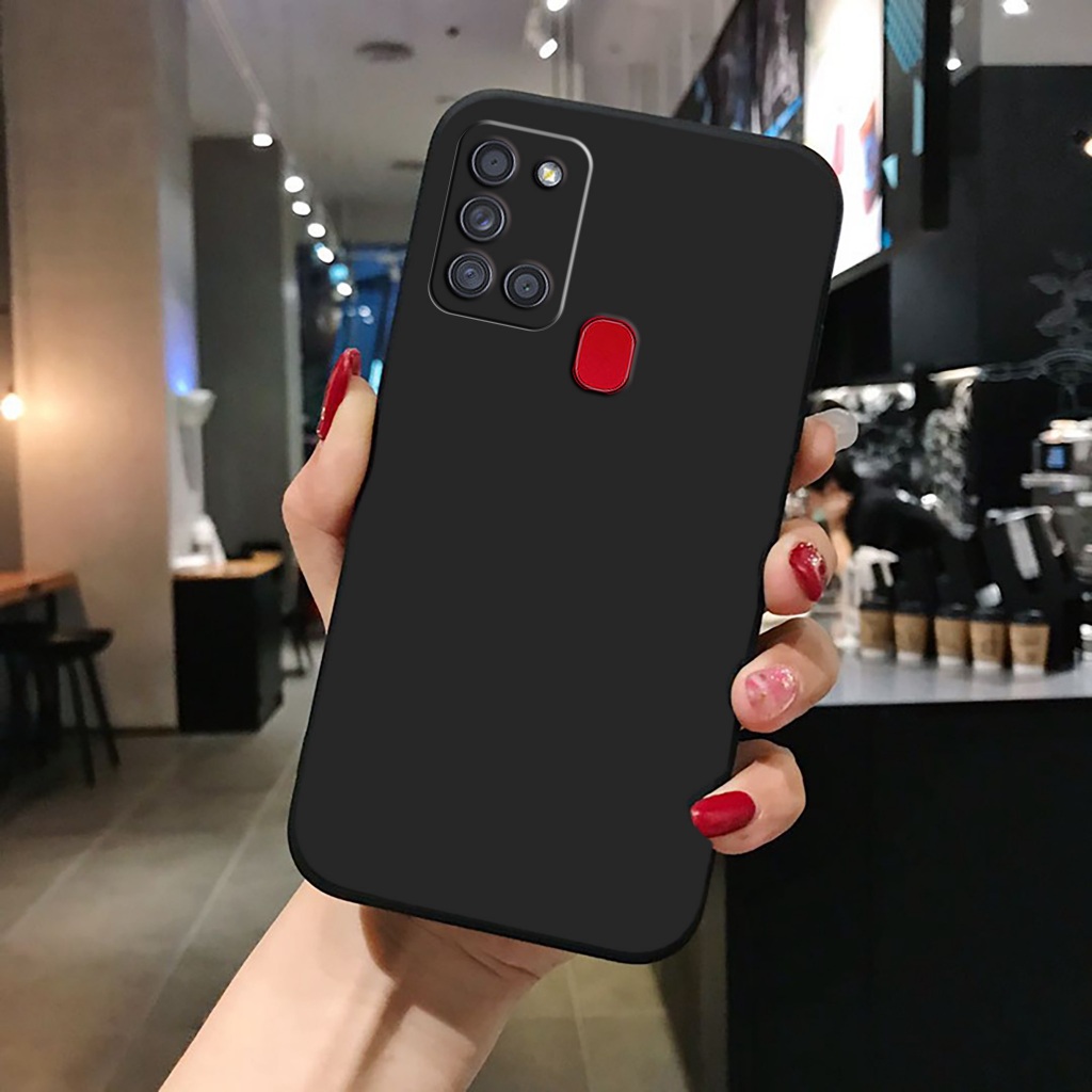 Ốp lưng Samsung A21S cạnh vuông bảo vệ cam nhựa dẻo cao cấp tpu đen bibi glass