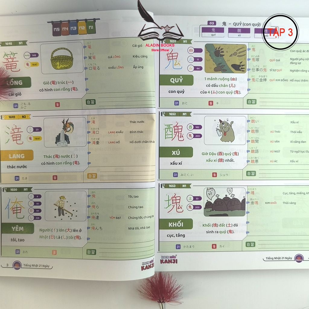Sách - Hack Não Kanji Tập 3 - Nhớ Siêu Tốc Kanji Qua 2 Phương Pháp -Câu Chuyện Thú Vị - Hộp Quà Tặng