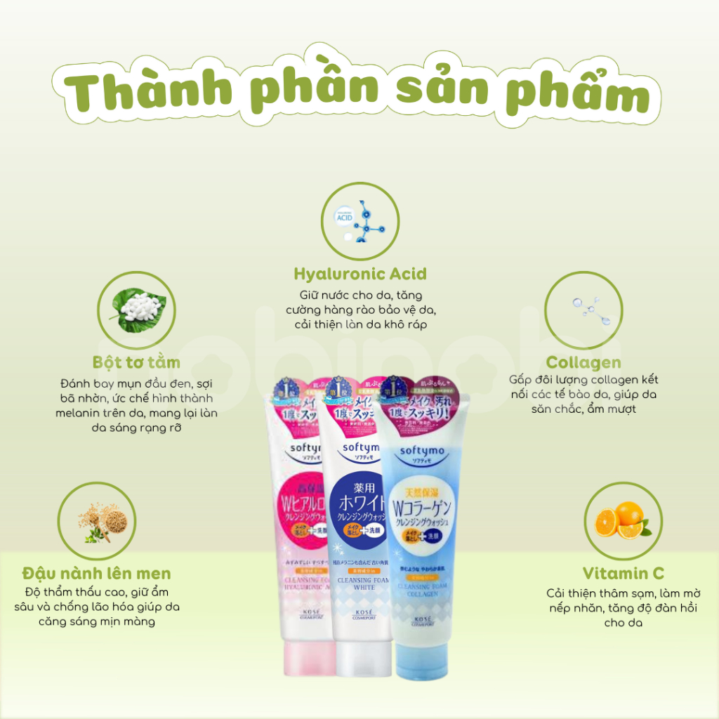 [MUA 2 TẶNG 1] Sữa rửa mặt Kose Softymo dưỡng ẩm chai 190g và 60g