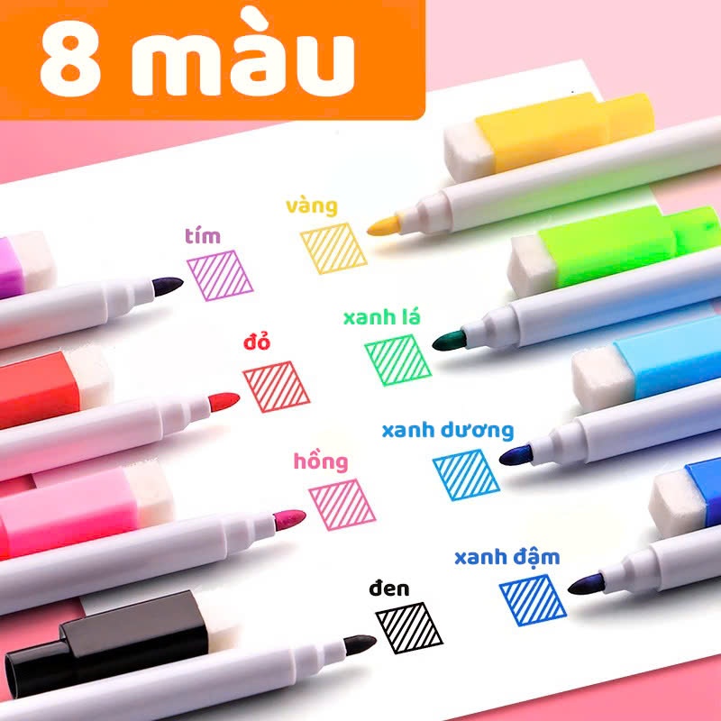 Set Bút Viết Bảng Trắng Có Nam Châm Xóa Được Nhiều Màu Cho Bé Văn Phòng Phẩm Giá Rẻ