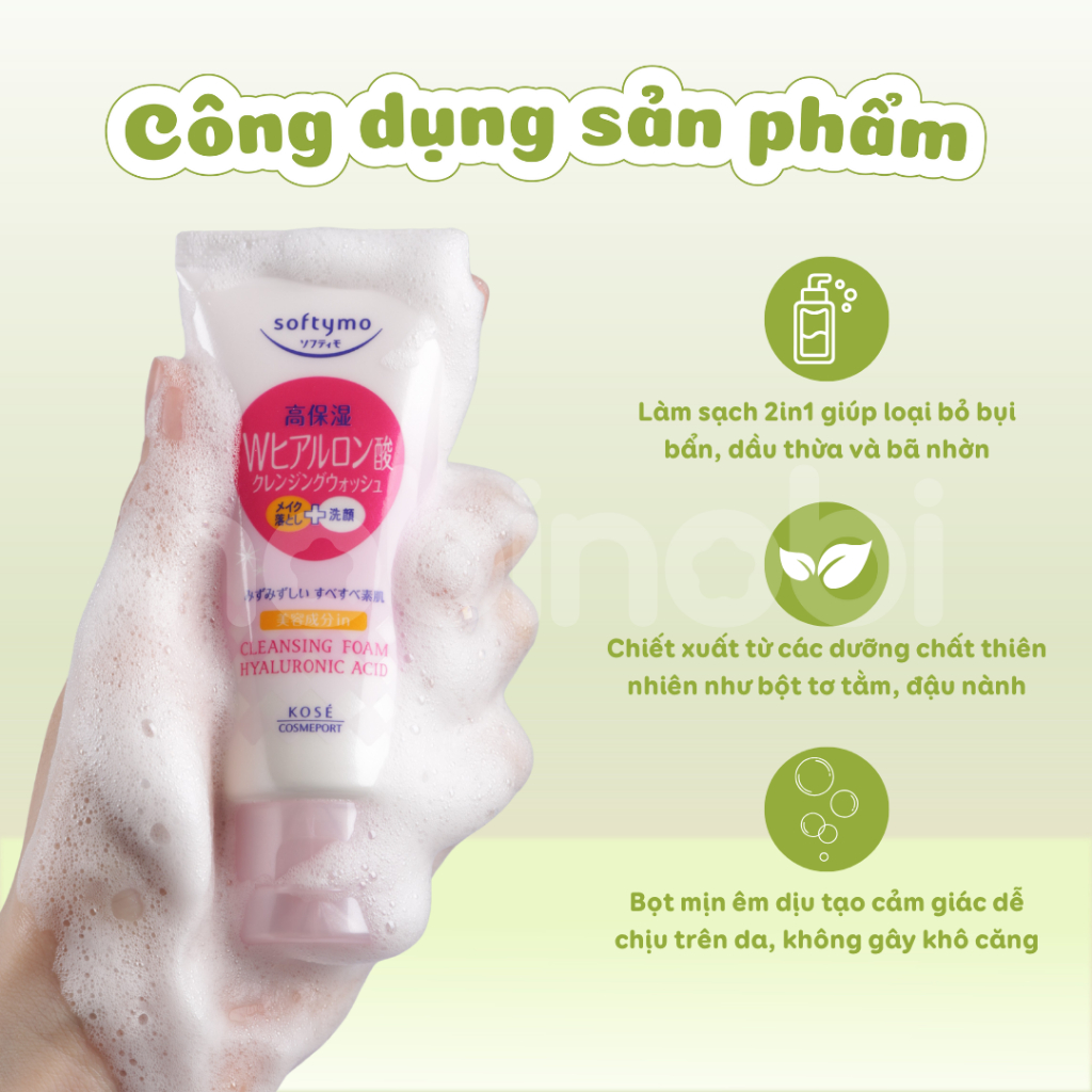 (Chính hãng) Sữa Rửa Mặt Kose Softymo Lành Sạch, Cấp Ẩm và Dưỡng Trắng Cho Da