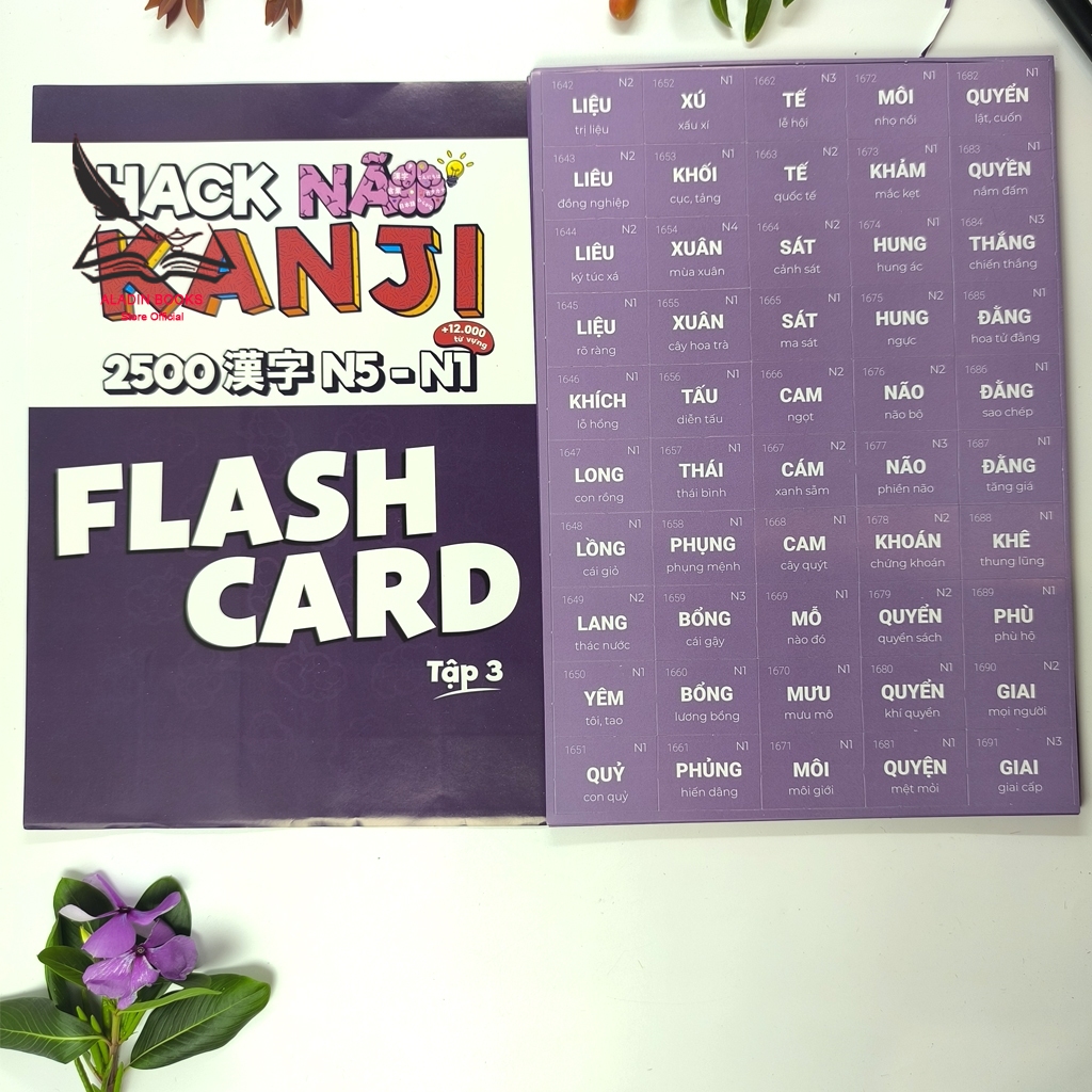 Sách - Học Tiếng Nhật - Flashcard Hack Não Kanji - Tập 3 -2500 Kanji N5 - N1
