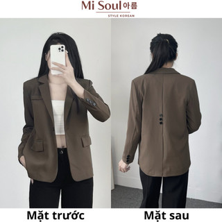 Áo Khoác Blazer Nữ Dáng Rộng 1 Cúc Cài BigSize Misoul, Áo Vest Trơn Có Túi Đính Cúc Phía Sau 345