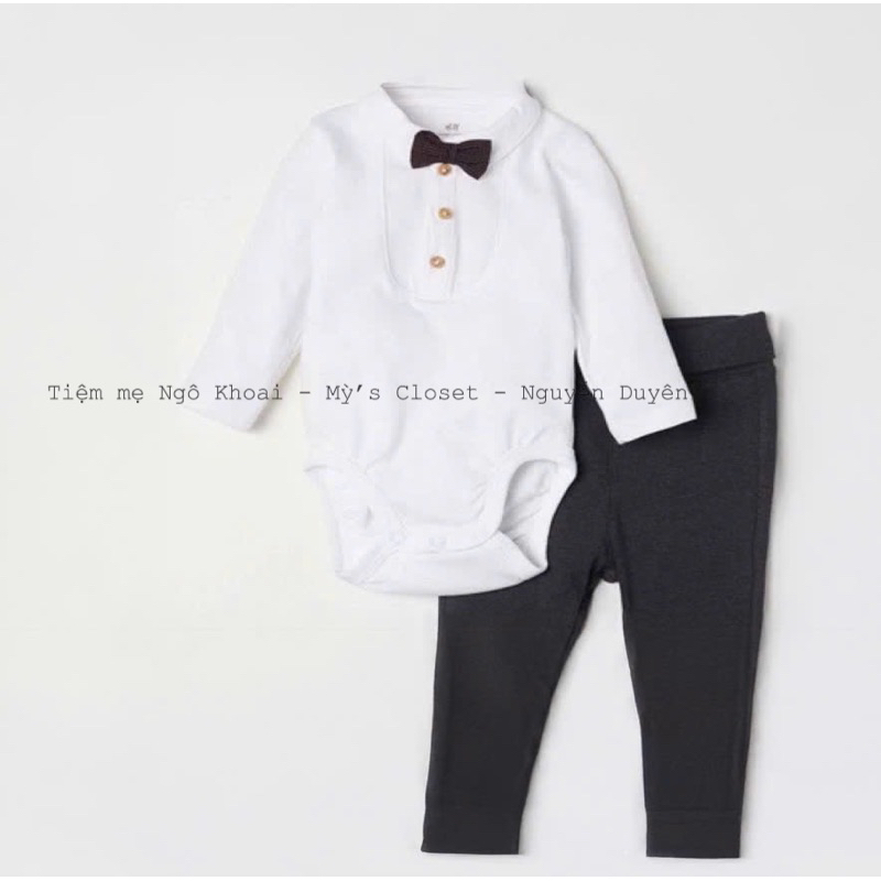 [MD121]H.M Set bodysuit dài tay kèm quần công tử cho bé yêu hàng xuất xịn