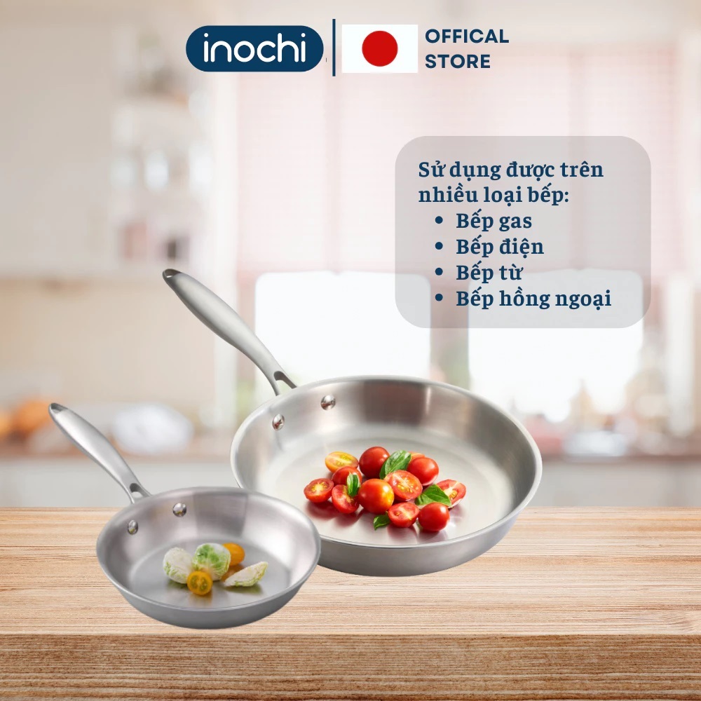 Chảo rán, xào inox nguyên khối Omi GOURMET - Inochi cao cấp, dùng được cho mọi loại bếp