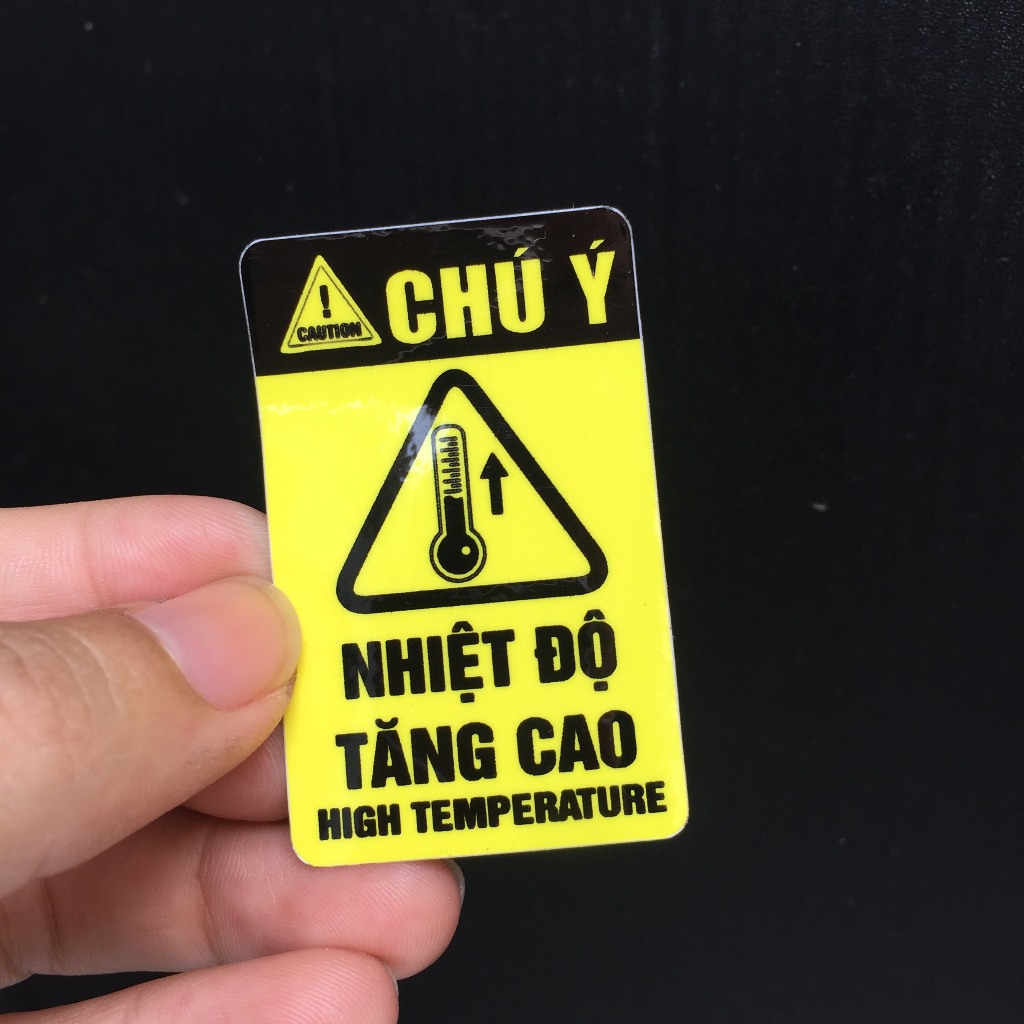 Chú ý [3.5 x 5.5cm] cẩn thận kẹt tay, dập tay, nhiệt độ tăng cao, cảnh báo có điện. Decal cao cấp chống nước