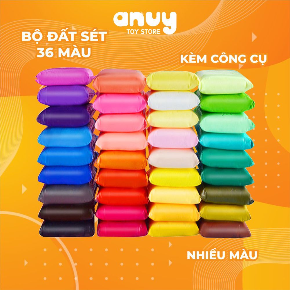 Đất sét tự khô siêu nhẹ 12,24,36 màu nặn hình có kèm bộ công cụ ...