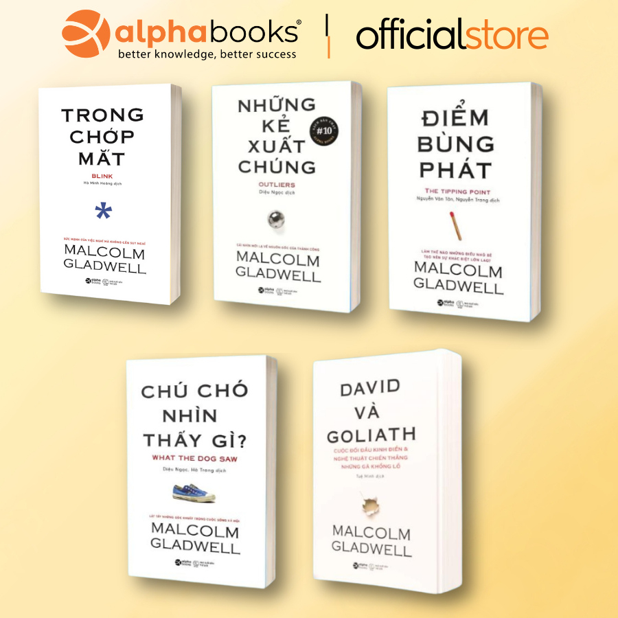 Sách - Combo Malcolm: Trong Chớp Mắt + Kẻ Xuất Chúng + Điểm Bùng Phát + Chú Chó Thấy Gì + David & Goliath (Alpha Books)