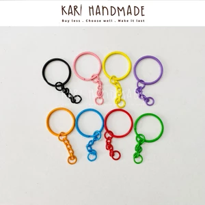 Khoen móc khoá tròn nhiều màu handmade thú len DIY