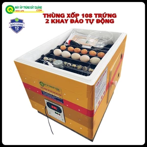 Máy Ấp Trứng 108 Trứng Thùng Xốp Đảo Tự Động Tạo Nhiệt Dây Cacbon Ấp Gà, Vịt, Ngan, Ngỗng
