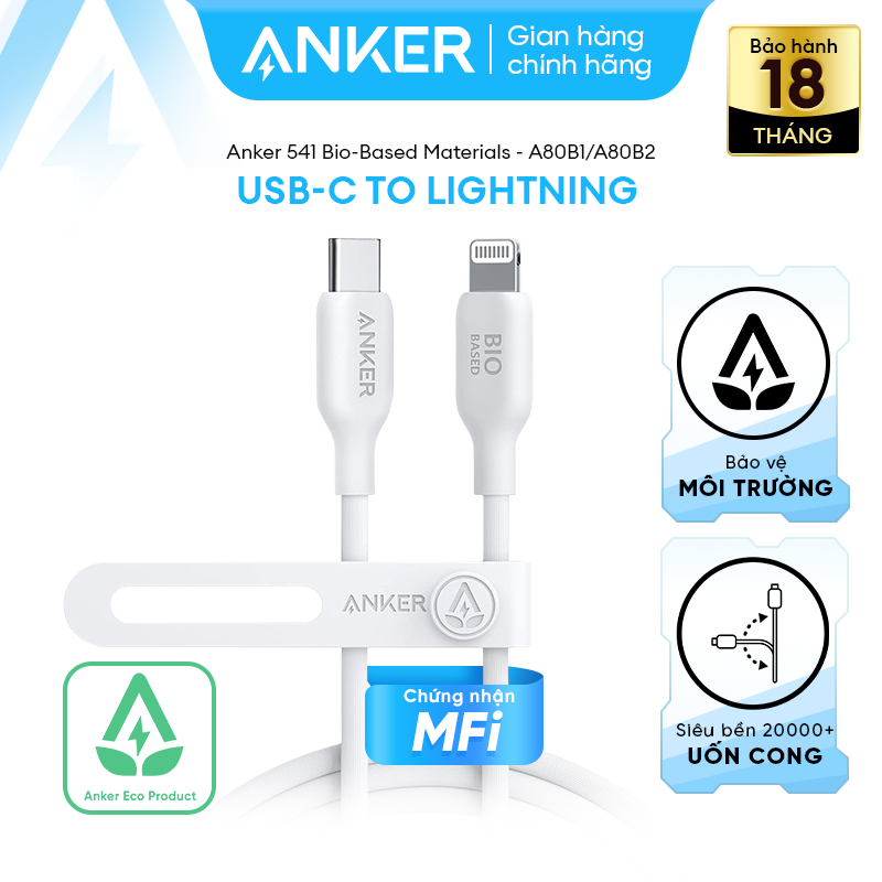 [Cho iPhone 8 -14] Cáp Sạc Nhanh ANKER 542 BioBased USB-C to Lightning | Đạt chứng nhận MFi ...