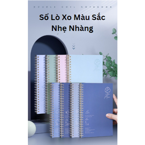 Vở Lò Xo, Sổ Tay Lò Xo Bìa Màu Pastel A5 MESO 120 Trang Kẻ Ngang 70 GSM - Gáy Lò Xo Kép Inox Không rỉ