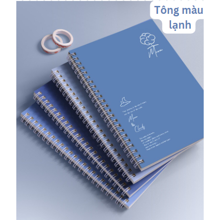 Vở Lò Xo, Sổ Tay Lò Xo Bìa Màu Pastel A5 MESO 120 Trang Kẻ Ngang 70 GSM - Gáy Lò Xo Kép Inox Không rỉ