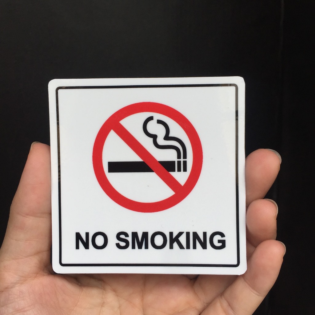 Biển Báo No Smoking [8x8cm] khu vực cấm hút thuốc. Decal logo chống nước