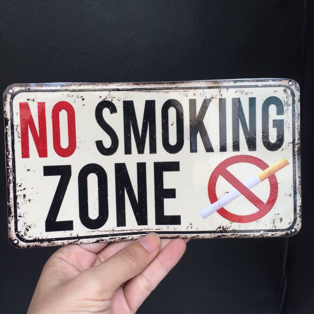 Biển báo No Smoking zone [11x20cm]. Khu vực cấm không được hút thuốc. Decal cảnh báo chú ý chống nước