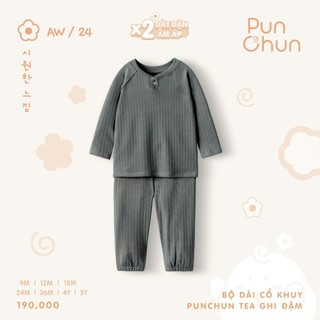 Punchun AW2024 Bộ dài cổ khuy Punchun cho bé