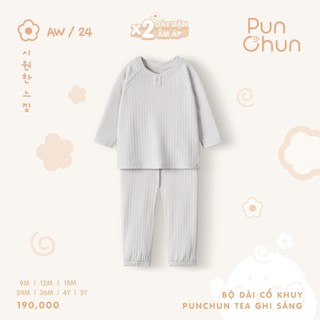 Punchun AW2024 Bộ dài cổ khuy Punchun cho bé