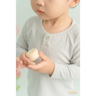 Punchun AW2024 Bộ dài cổ khuy Punchun cho bé