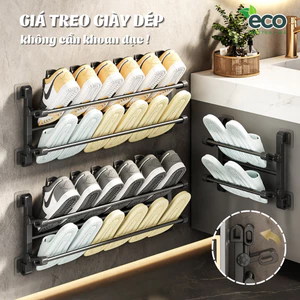 Giá Treo Dép Gắn Tường Đa Năng ECO, Gấp Gọn Tiện Lợi, Kệ Treo Khăn Nhà Tắm Nhà Bếp Thép Không Gỉ