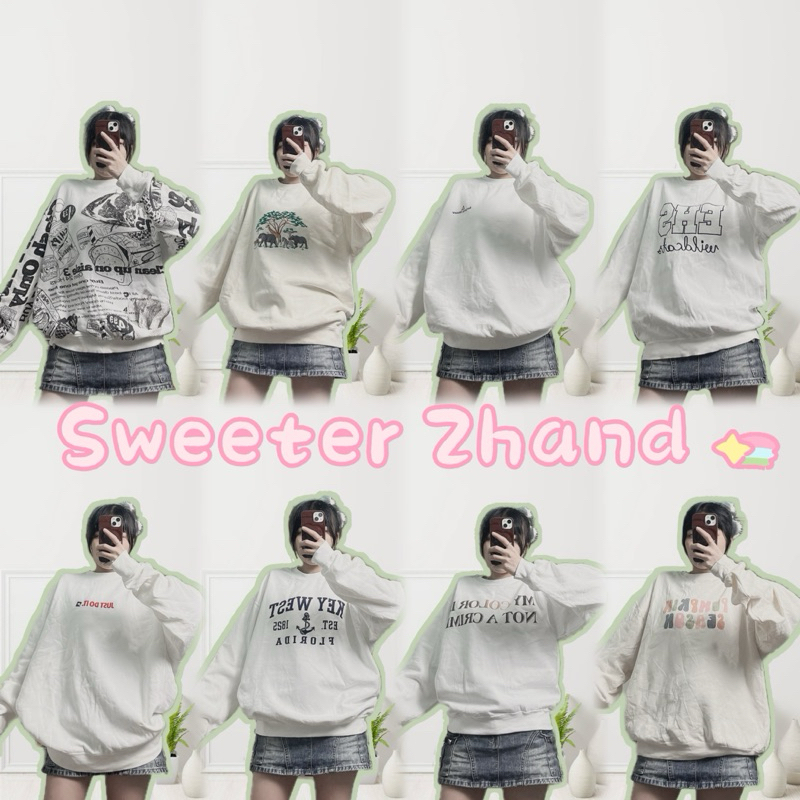 ÁO SWEETER 2HAND MỸ TAY DÀI MÀU TRẮNG SÁNG SIZE S ĐẾN XL (được chọn mẫu ...