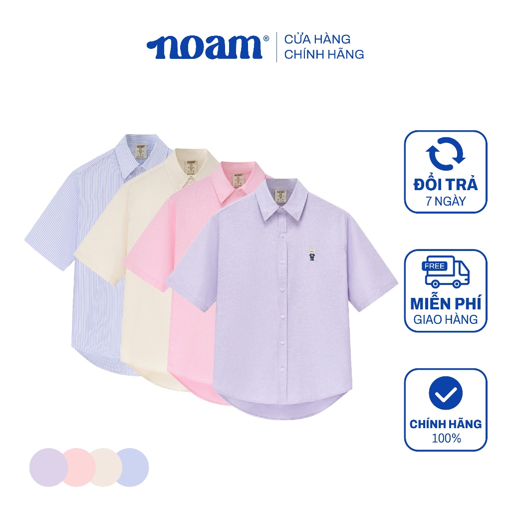 Ảnh Áo Sơ Mi Ngắn Tay Form rộng NOAM Oxford - Màu Tím/ Be/ Hồng/ Tím kẻ sọc 1