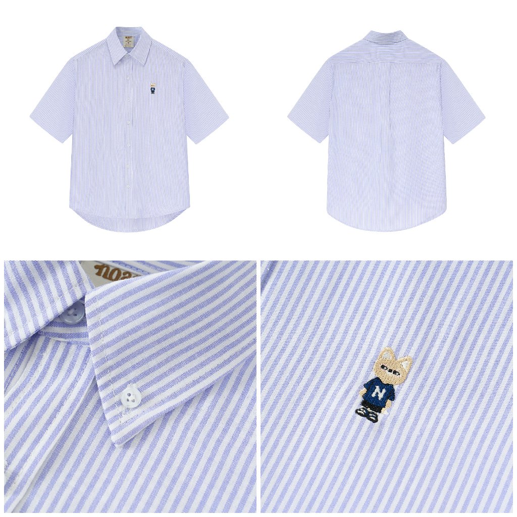 Ảnh Áo Sơ Mi Ngắn Tay Form rộng NOAM Oxford - Màu Tím/ Be/ Hồng/ Tím kẻ sọc 2