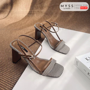 Giày sandal nữ MYSS quai ngang phối dọc dài 9cm cao cấp MYSS - SD308
