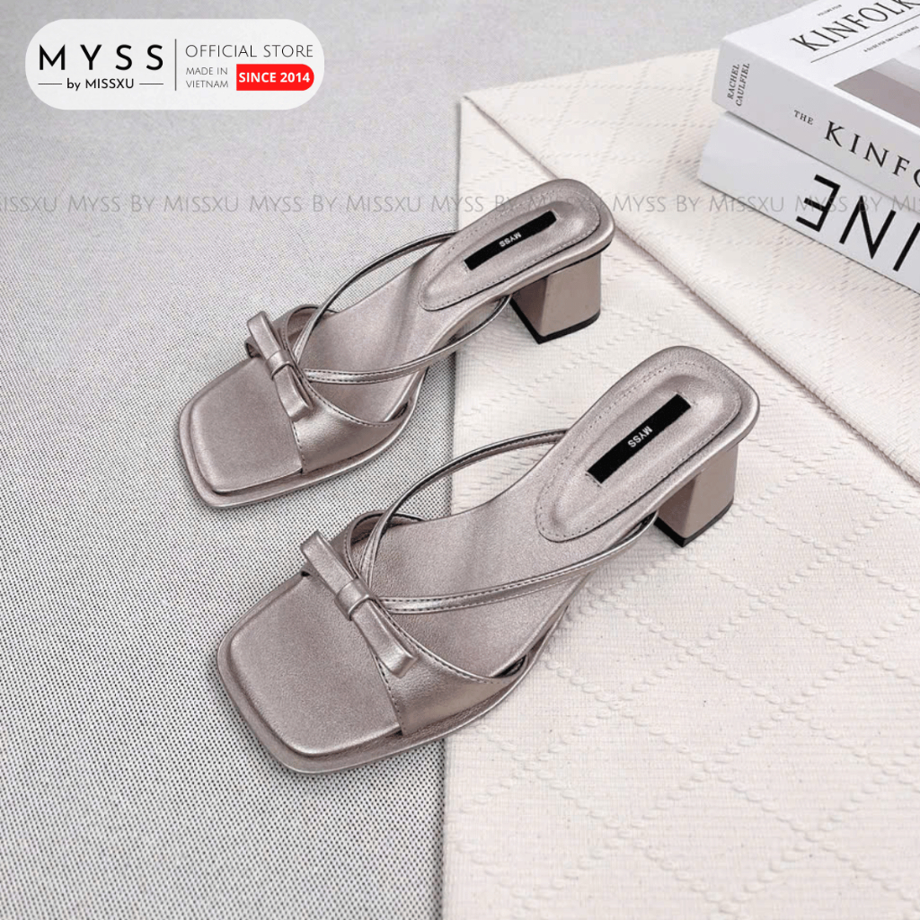 Giày guốc sục nữ MYSS quai ngang phối nơ nhí 5cm thời trang - SU211