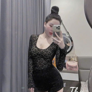 ÁO LƯới REn Hoa CỔ U Hai Lớp ÔM DÁNG Ngắn MIX đồ SIÊU đẹp