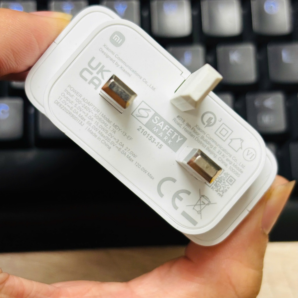 Không hộp- Củ Sạc Nhanh 120W/67W Xiaomi , chân sạc 3 chấu