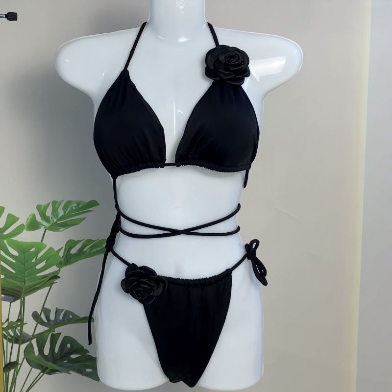 tina bikini tam giác 2 mảnh phối hoa trà nhiều màu M201